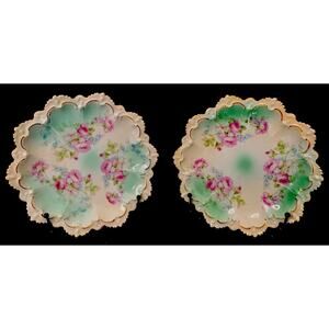 VTG Antique M.Z Austria 1910s Hand Painted 8” Floral Decorative Plates-Set of 2!